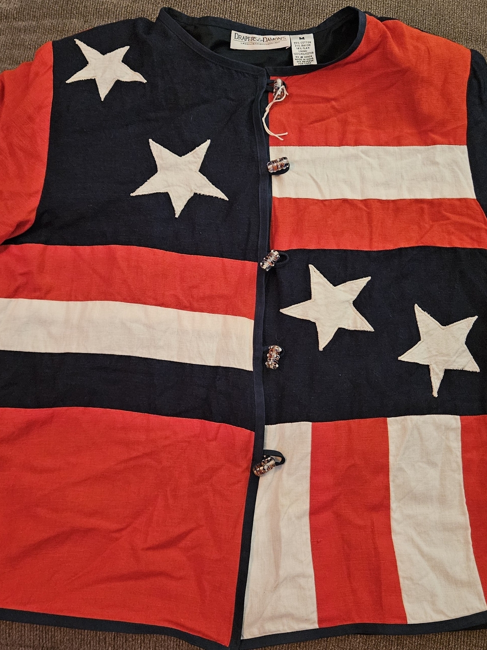 Vintage '80s Draper's & Damon's America Patriotic Ladies Med Blazer Jacket RARE!